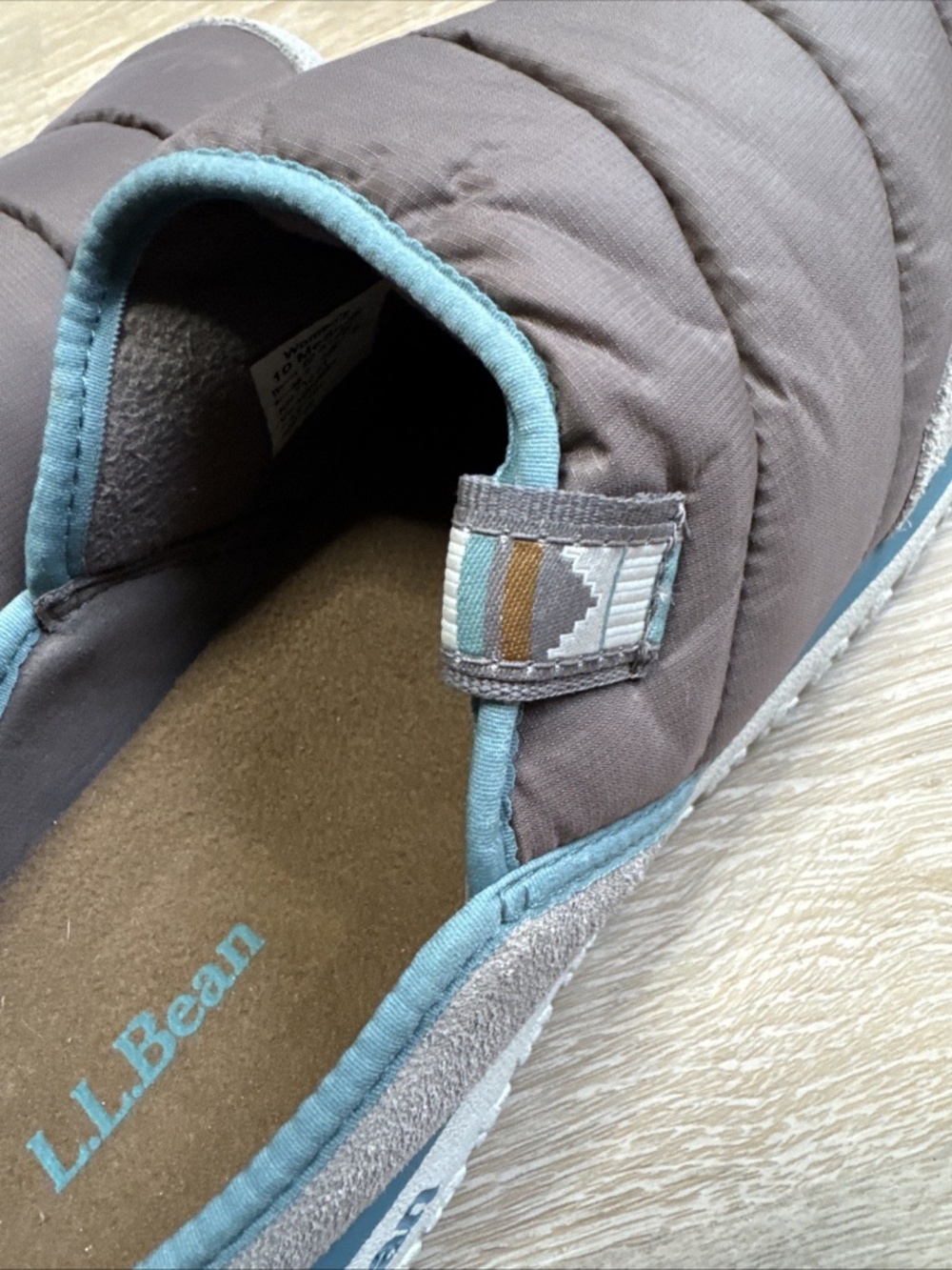 🏔️ L.L.Bean Mountain Classic Quilted Slides | Women’s 10M | Brown, Gray & Blue - Picture 7 of 9